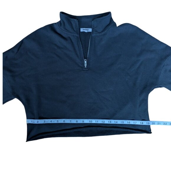 Garage Black Cropped Quarter Zip with Cuffed Sleeves Women Size Medium - Picture 5 of 8